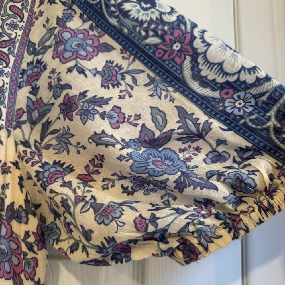 Spell And The Gypsy Collective Floral Puff  Sleeve Maxi Dress Blue Size S Boho - Picture 12 of 16